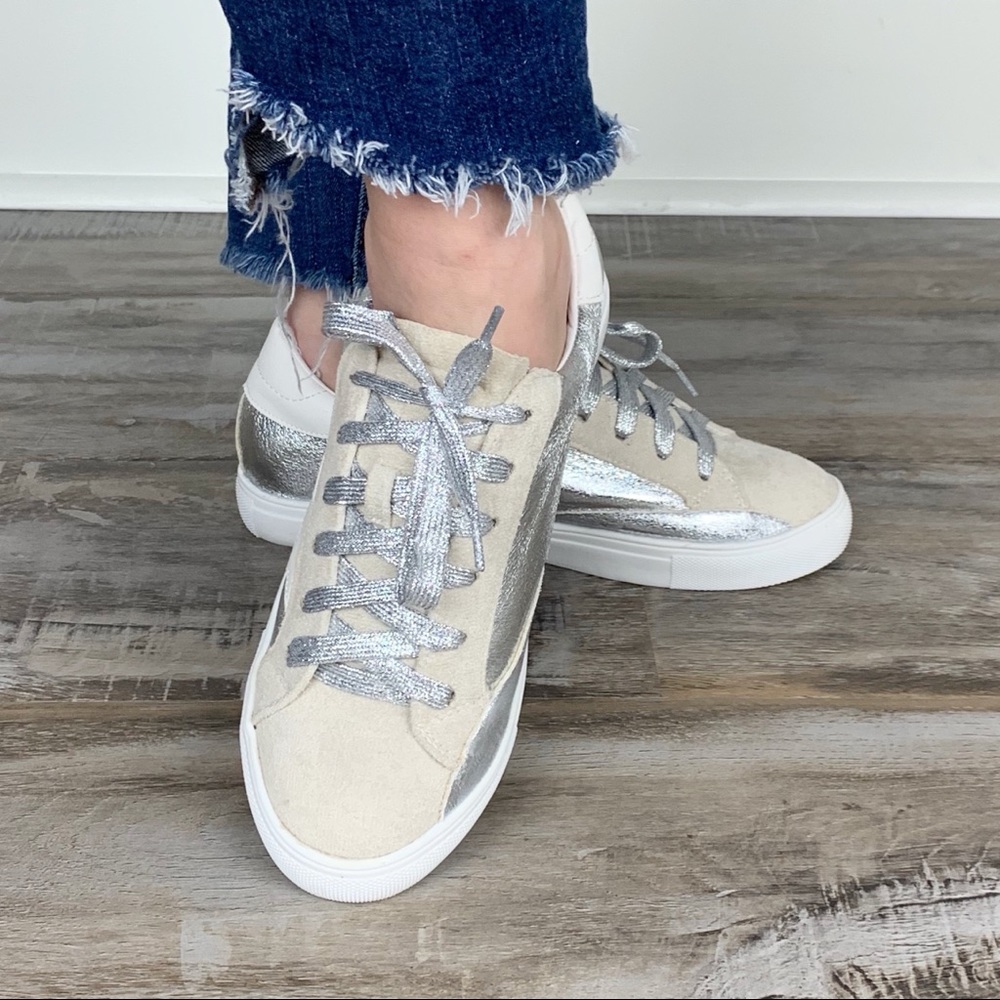 Super Star Faux Suede Metallic Sneakers - Silver - Picture 7 of 7